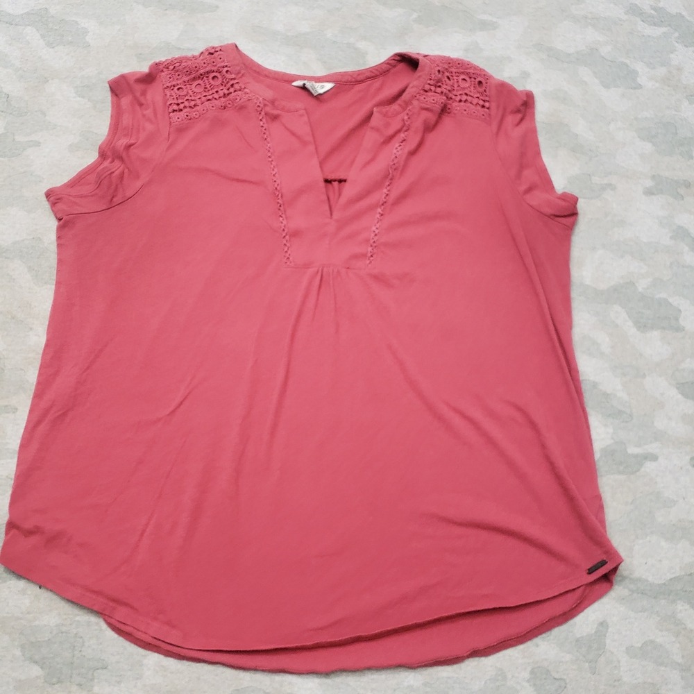 Orvis Top Womens XL Pink V-Neck Sleeveless Lace Outdoors Hiking Travel